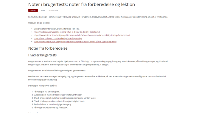 Screenshot fra indlægget: Noter i brugertests