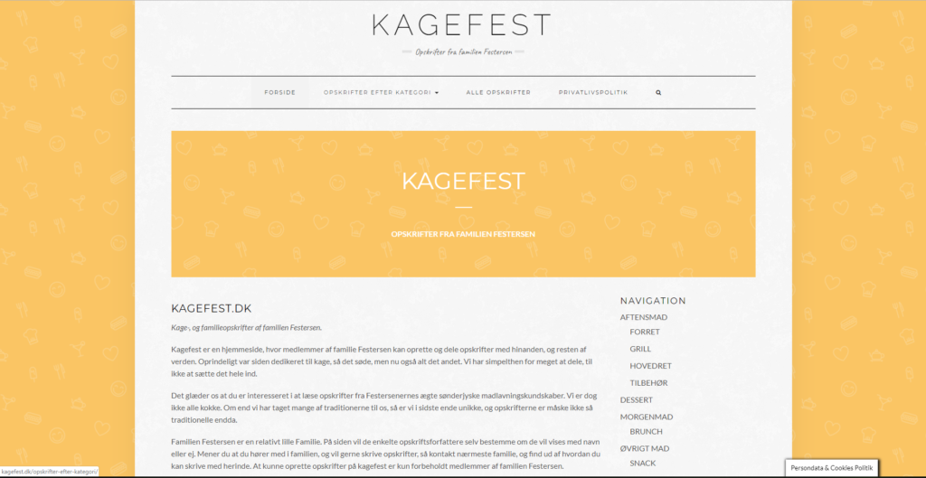 Screenshot af kagefest.dk